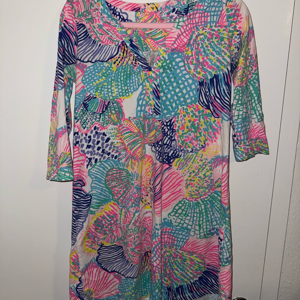 Lilly Pulitzer Roar Of The Sea Ali Dress Long Sleeve Dress with V-Neck - Picture 4 of 7